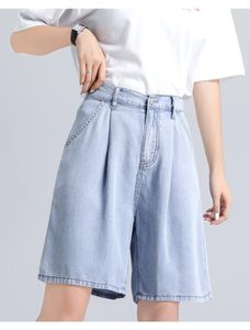 Kvinnors jeans streetwear hög midja breda ben denim shorts för kvinnor 2023 jean sommar koreansk stil lös kort