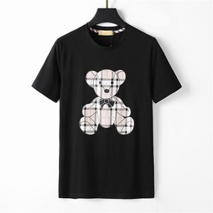 디자이너 남성 티 셔츠 흑백 베이지 색 격자 무늬 브랜드 패션 여성의 느슨한 티셔츠 고급 100% 면적 반풍 커플 힙합 짧은 슬리브 3xl#98