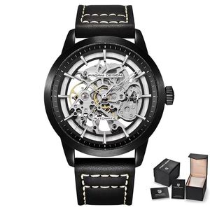 2023 PAGANI DESIGN Uhren Marke 2022 Skeleton Hollow Leather Herren Armbanduhren Luxus Mechanische Männliche Uhr New Relogio Masculino