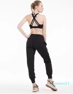 Naked Feel Fabric Yoga Workout Sport Joggers Pants Women Waist Drawstring Fitness Running Sweat Trousers 25 Two Side Pocket Style