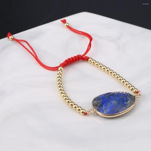 Strand Natural Stone Lapis Lazuli Bracelet Gold Plated Handmade Woven Rope Chain High Quality For Women Girls Reiki Healing Gifts