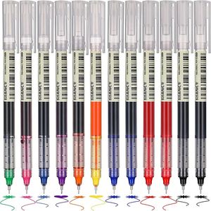 Bollpoint pennor 12st Gel Pen Set School Office Adult Coloring Book Journals Ritning Doodling Art Markers Straight Liquid Rollerball 040300 231113