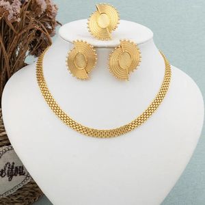 Necklace Earrings Set Brazilian For Women Fashion Clip Gold Color France Chain Nigeria Bride Jewelry Wedding Party Gift