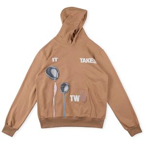 Khaki Hoodies Sweatshirts Plus Size Men Womens Puff Letter Hip Hop Fleece Hoode Men's Tops 23FW