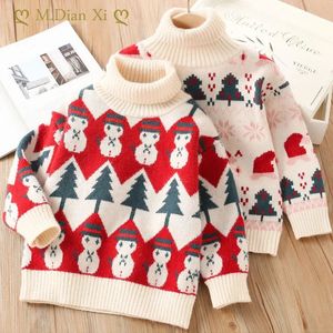 Sets Kids Clothes Winter Girls Boy Turtleneck Tops Coat Autumn Children Warm Loose Knitted Pullovers 2 7Y Baby Christmas Sweater 231113