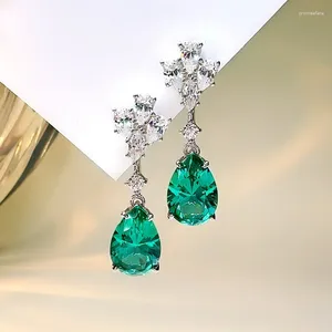 Brincos desejo moda versátil 925 prata esterlina gota incrustada com diamantes de alto carbono avó verde júnior