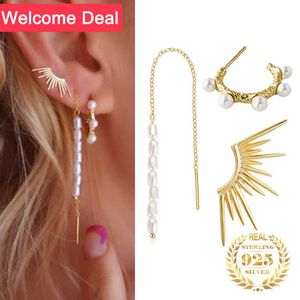 Stud DIY Trendy Biżuteria Zestaw Kobiety 925 Sterling Silver Single Shining Sun Stud K inkurację Pearl Party Hoop Pearl Ear Cain Kolczyki P230411