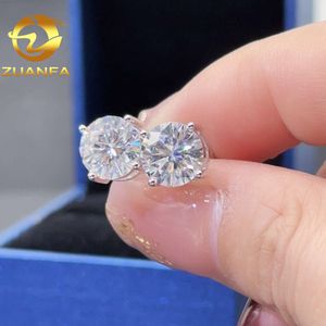 Hot Sale Custom 4 Prong 2ct Round Cut 10k 14K 18K Solid Gold Earrings D VVS Moissanite Ice Out Studs