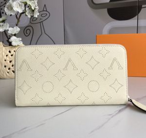 Fashion designer womens wallets luxury zipper purses high-quality perforated flower letter credit card holders ladies long slim money clutch bags with box