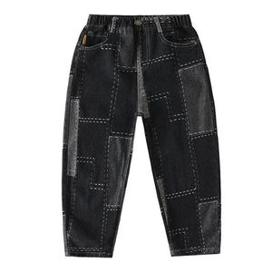 Jeans chłopcy swobodny dżinsy długie spodnie wiosna jesienna dżinsowe spodnie nastolatki dzieci dzieci dzieci luźne spodnie dresowe odzież 5-14y 230413