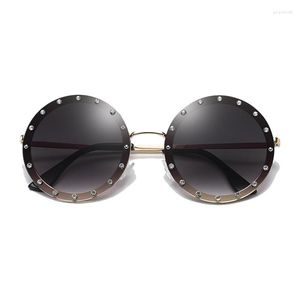 Sunglasses 2023 Cross Border Trend Round Diamond Studded Women's Personalized Decoration Street Po Of The Sun