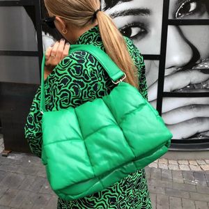 Evening Bags Fashion Padded Women Shoulder Bags Designer Brand Quilted Handbag Luxury Pu Space Cotton Crossbody Bag Large Tote Winter 231113