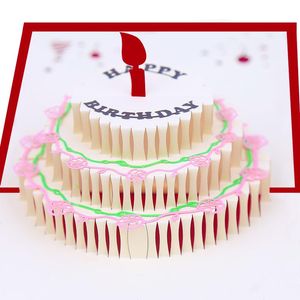 Biglietti d'auguri 3D -Up Birthday Cake Card Anniversario Regali Cartolina Inviti Bambini Moglie Donne Marito Regalo
