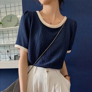 Women's T-Shirt Cute Short Sleeve T-Shirts Chiffon Patchwork Top Female Korean Fashion Fairy Grunge Clothes Summer Women's Clothing 230413