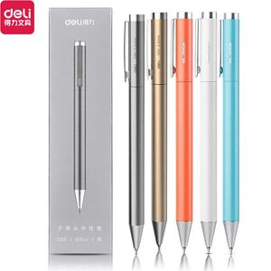 Ballpoint Pens Deli Metal Gel Pen Gel Tink 95 mm podpisanie Stylo Premec Smooth Furl MIKUNI CANETA OEM Black Blue 231113