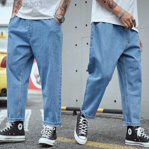 Men's Jeans Oversize Straight Jeans Men Casual Loose Denim Trousers High Street Hip Hop Baggy Pants Solid Man Big Size 28-48 Stretch W0413