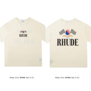Rhude брендовая футболка с принтом для мужчин и женщин футболки с круглым вырезом весна-лето High Street Стиль качественные футболки RHUDE азиатский размер S-XL Camiseta Casablanca A25