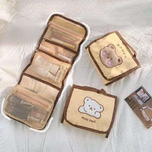 Cosméticos de urso Make Up Bag Women Maquiagem pendurada Tirenetries Viagem dobra