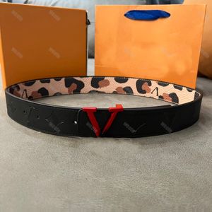 Men leopard print Belts Reversible Designer Belt Letter Embossing Genuine Leather Belts V Luxury Women Girdle Width 3.8cm Cintura Ceinture