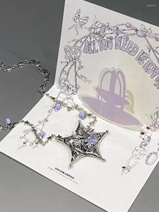 Choker Harajuku Star Pentagram Metal ClaVicle Chain for Women Cool Estetic Charm Trend Halsband Koreanska modesmycken