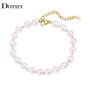 Braccialetti con perline in acciaio inossidabile Moda coreana Luce di lusso Delicata catena di perle Bracciale per gioielli da donna Festa Kpop Ragazze Regali 231113