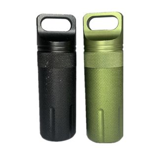 XXL Aluminum Alloy Pill Box Bottle Holder Container Waterproof Storage Airtight Cylinder with Ring Stash Metal Container