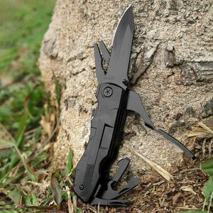 Multi tool Kit Portable Stainless Steel Hunting Accessories EDC for Camping, Hiking, Emergency and Outdoor Half Serrated Blade Multi Knife Plier Survival Gear