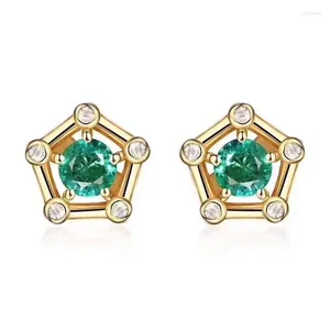 Studörhängen Fashion Natural Green Emerald Gem Stone 925 Silver Lovely Stars Rhombus Girl Party Gift Jewelry