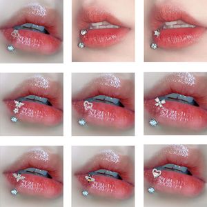 Zungenringe für Damen, modischer Piercing-Körperschmuck, Zirkon-Kristall, silberfarben, Liebesherz, runde Form