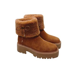 2023 Winter Designer Snow Boots Platform Short Women Fur Black Brown Australian Winter Canle Size 35-40 with box