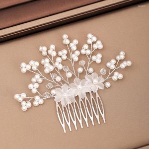 Hair Clips Pearls Combs Hand Made Flower Headpiece Crystal Er Wedding Jewelry Women Hairpins Bridal Accessories