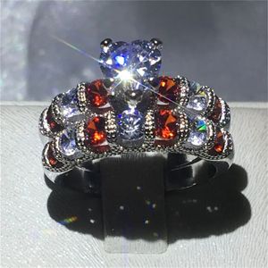 Heart Shape ring Set promise Enagement Wedding Band Rings set for women men AAAAA zircon cz Silver Color Finger Jewelry