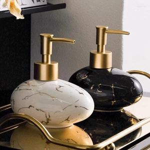 Liquid Soap Dispenser 300ml Modern Marble Lotion Bottle Black White Container Bathroom Ceramic Shampoo Storage Accessories