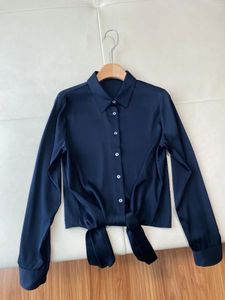 Women's Blouses Shirt Glossy Smooth Drape And Age - Reducing Classic Dark Blue