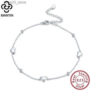 Cavigliere Rinntin Cavigliera in argento sterling 925 a forma di cuore Design Gioielli per piedi da donna 22 + 5 cm AAAA Zirconia Regalo di anniversario per ragazze TSA01 Q231113