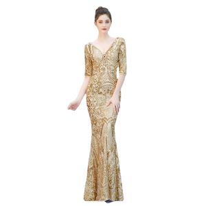 Eleganckie luksusowe cekinowe sukienki wieczorne Sukienki Długie vesta de festa longo bal mat