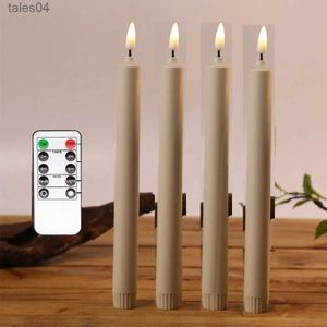 Pacote de aromaterapia com 4 velas LED decorativas sem chama com controle remoto, castiçais longos eletrônicos alimentados por bateria com temporizador YQ231113