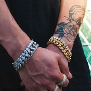 Pulseira masculina simples vintage gelada, joia personalizada 925 prata esterlina banhada a ouro com pedra de zircônia joias para fora