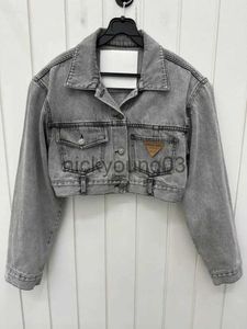 Damenjacken Retro Grau Crop Denim Jacke Frauen Langarm 2023 Herbst Straße Koreanische Mode Hohe Taille Jean Mantel Damen Festival Oberbekleidung J231113