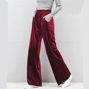 Женские брюки Capris Winter Velvet Blousers Корейская мода Женщины Autunm Высокая талия Streewear Велюры брюки Большой размер Черно -коричневый серый брюки 6xl 230413