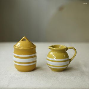 Tassen Amerikanisches Keramik-Zuckerdosen-Milchtopf-Set Kreativer Nachmittagstee Kaffeeutensilien Passender Becherbehälter