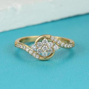 Pierścionki ślubne Delikatne kwiat płatka śniegu dla kobiet złoty kolor biały opaski cyrkonowe fala nieskończoność pierścionek zaręczynowy biżuteria walentynkowa