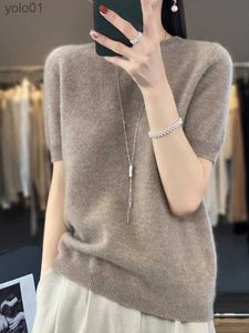 Women's Sweaters Half Sle Cashmere Women Knitted Sweaters 100% Pure Merino Wool Spring Fashion O-Neck Top Pullover Non-Connect One LineL231113