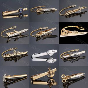 Tie Clips Fashion Metal Men Tie Clip Gentlemen Classy Slips Tie Bar CLAPP Clip Pin Dolphin Hammer Aircraft Ship Wedding Tie Män smycken J230413