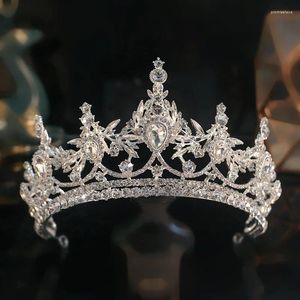 Hair Clips KMVEXO Luxury Cubic Zirconia Crown Bridal Tiaras Baroque Rhinestone Pageant Diadem Dubai Jewelry Party Wedding Accessories