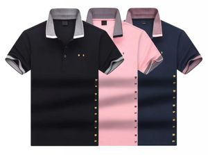 Mäns broderade polos affärer casual polo kort ärm polo skjorta sommar rib krage mångsidig t-shirt