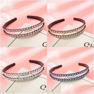 Headbands Rhinestone Crystal Hoop Double Row Belt Teeth Non Slip Hairpin Women Resin Headwear Hair Accessories Gifts Beauty 4 3Yy M2 Dhgp4