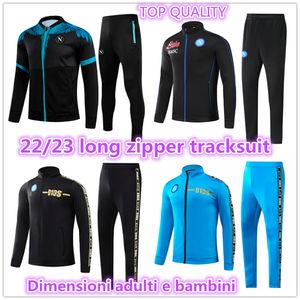 22 23 Napoli TrackSuit KIDS ADULT JACKET kit 2022 2023 SSC Naples D10S Hommes training suit Formation tuta Chandal survetement LONG ZIPPER MAN CHILD football jackets