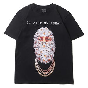 Mode mäns t-shirts nisch design konstiga berättelser krysantemum porträtt utskrift korta ärm tees