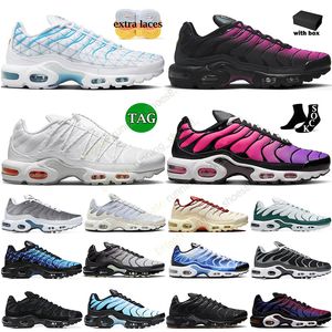 With box Tuned Tn Plus Men's Running Shoes Marseilles Fashion Tns Trainers Bred Grey Mesh Black Red White Sports Sneakers tnplus tns Atlanta Terrascape Size 36-46